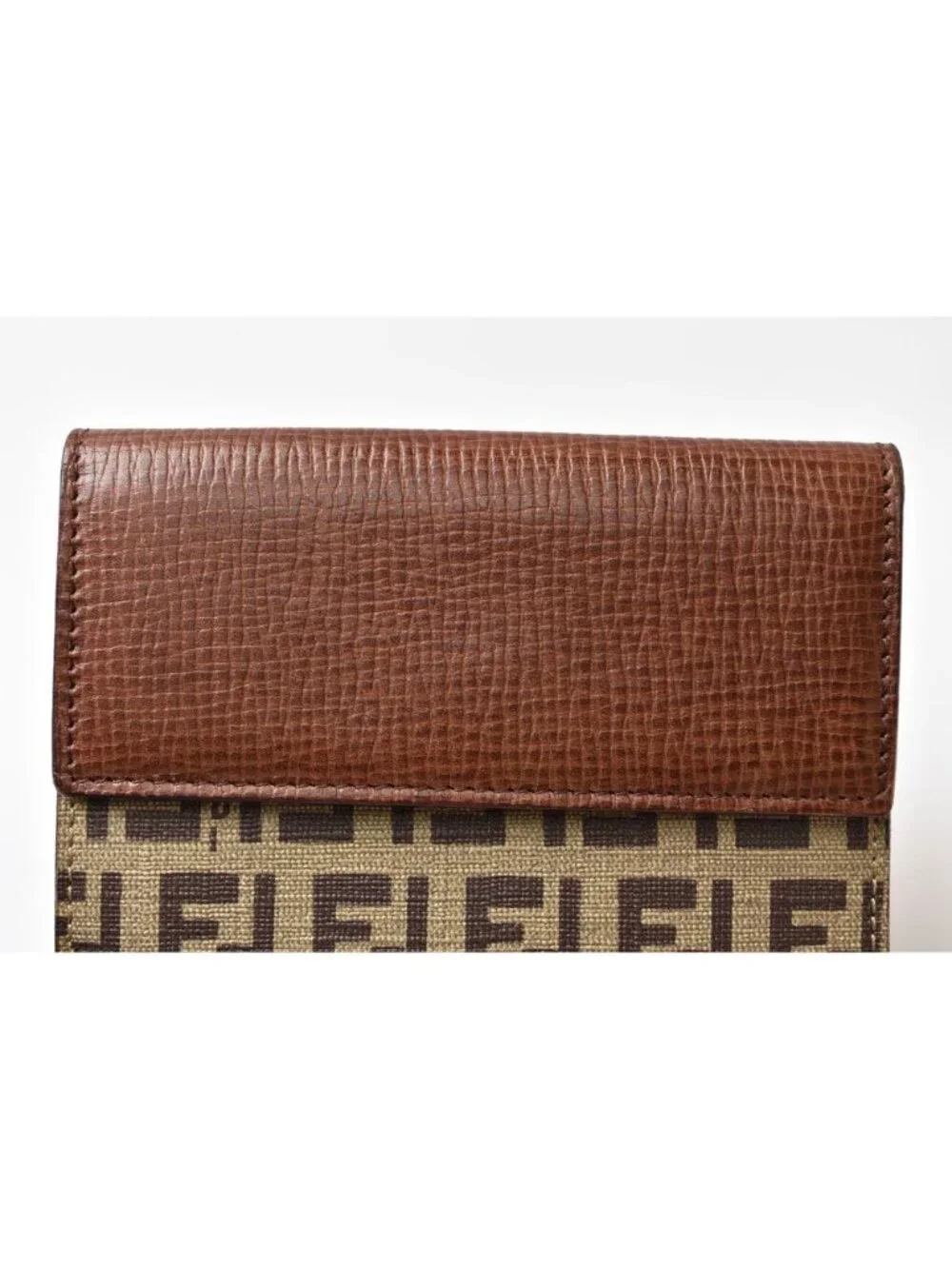 Fendi Wallet Bifold Fold Zucca Pattern Beige Brown